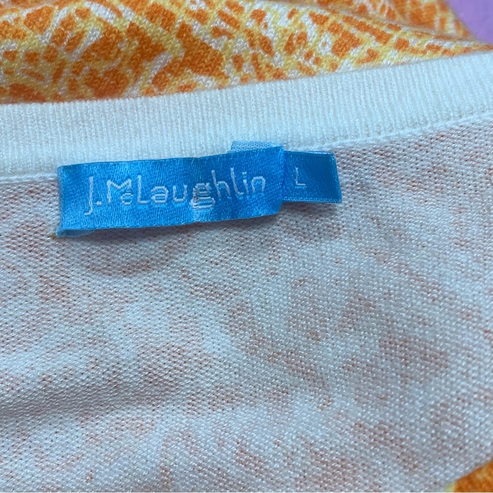 J McLaughlin Large Orange Paisley Print Button Detail Lightweight Sweater Top - Picture 5 of 5